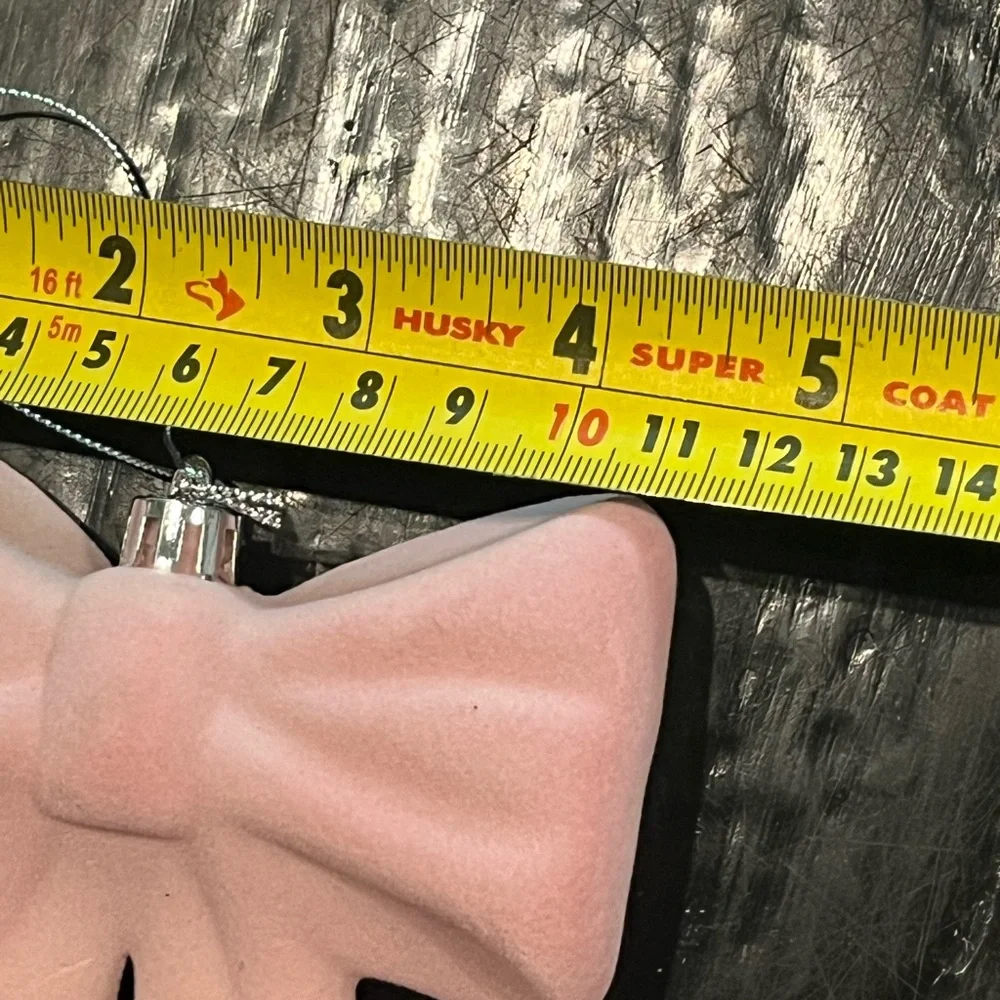 Viral Target Christmas 4” Pink Flocked Velvet Bows‎ Ornaments Set of 4